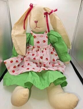 Handmade Vintage 1990’s Rustic Cottagecore Green Floppy Ear Bunny Rabbit 19”